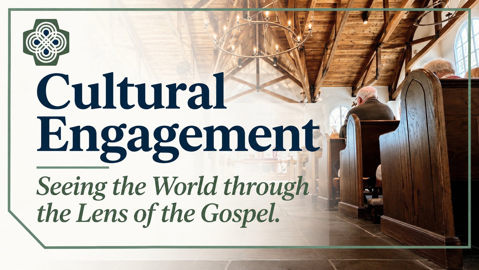 Cultural Engagement. Seeing the world through the lens of the Gospel. Worshipers in the pews of The Abbey.